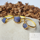 Rough Tanzanite Ring, Statement Ring, Electroplated Ring, Gift for Women, Blue Gemstone Jewelry, Raw Stone Ring, Women Ring, Gift Jewelry